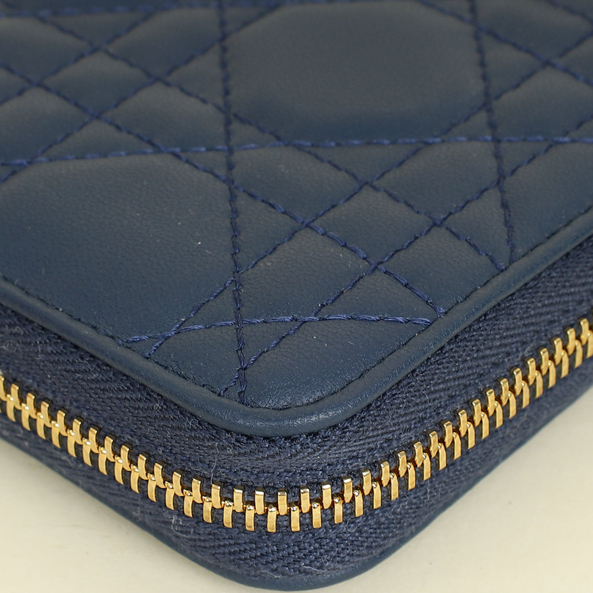 Christian Dior Blue Lady Dior Cannage Voyageur Wallet