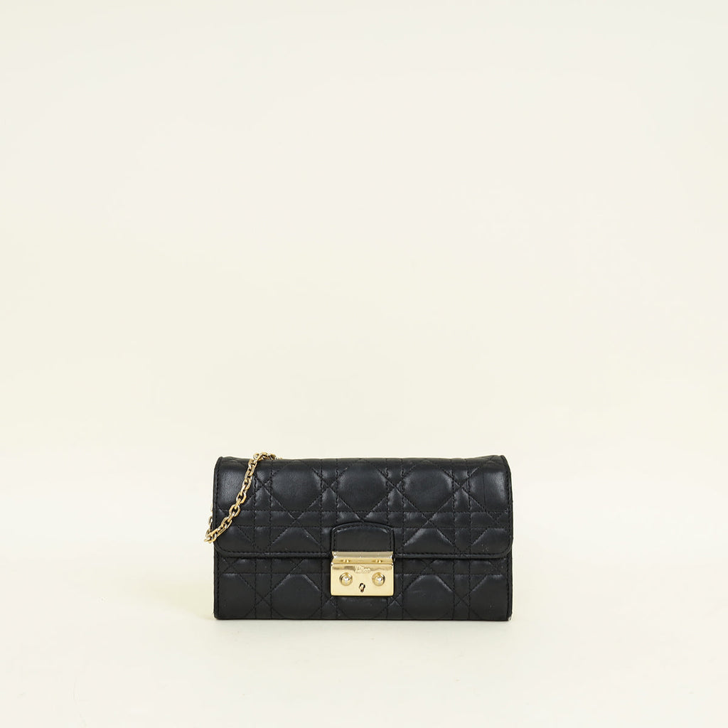Christian Dior Black Cannage New Lock Wallet