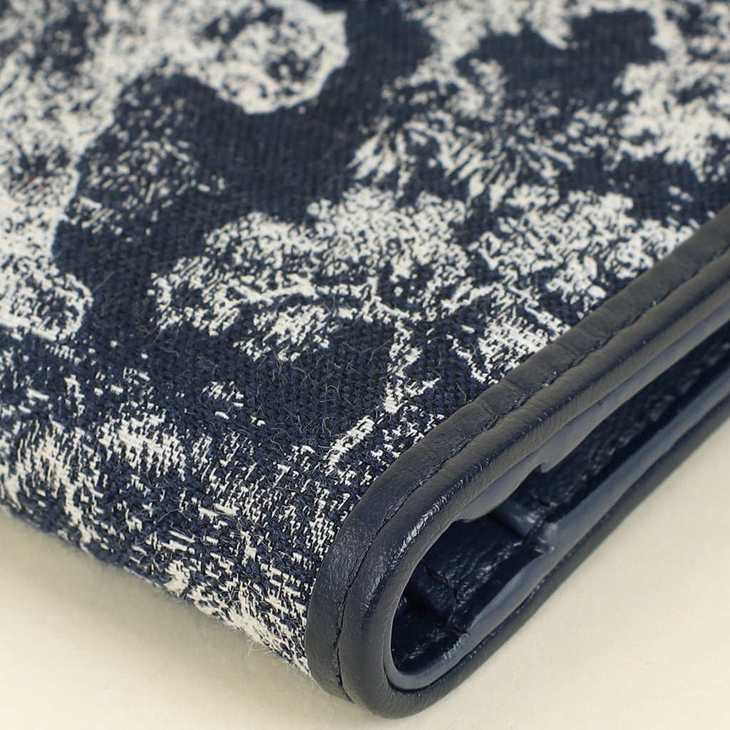 Christian Dior Blue Toile de Jouy Reverse 30 Montaigne Dahlia Wallet