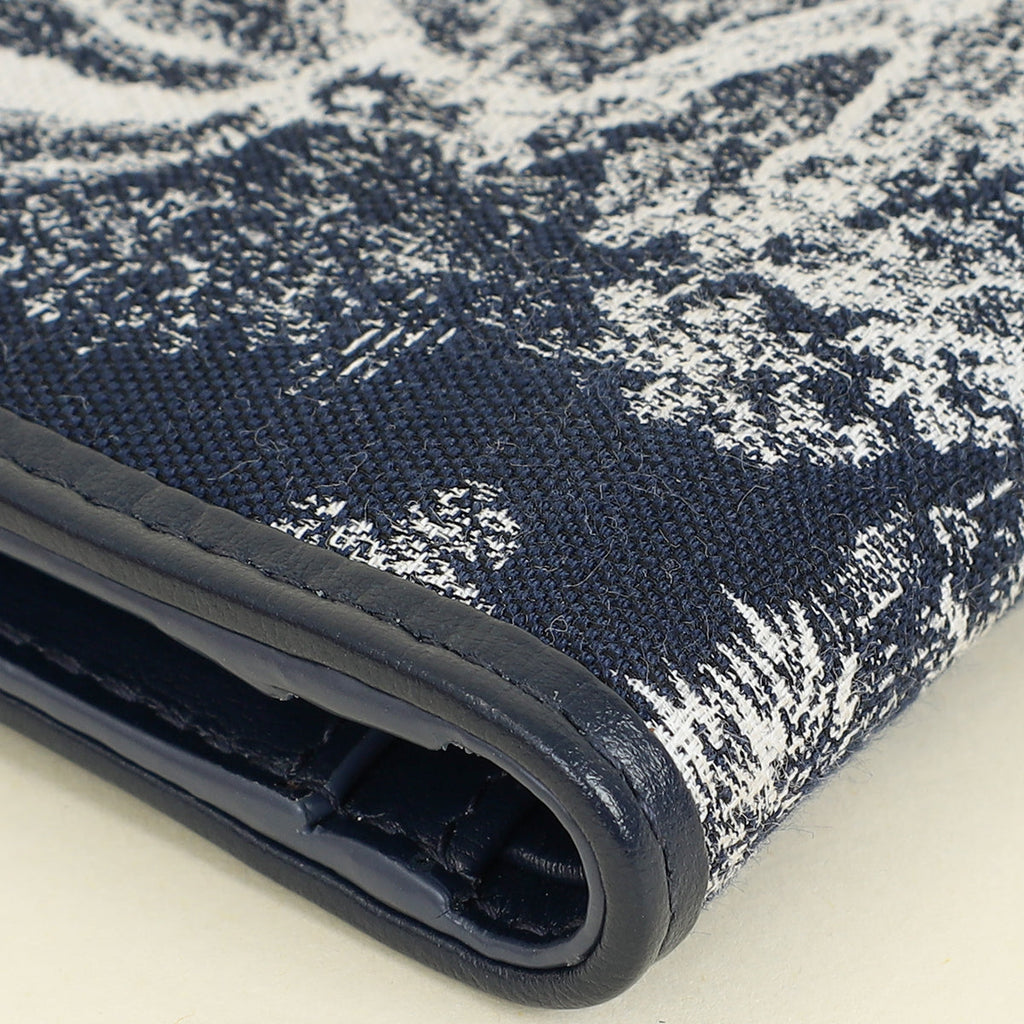 Christian Dior Blue Toile de Jouy Reverse 30 Montaigne Dahlia Wallet