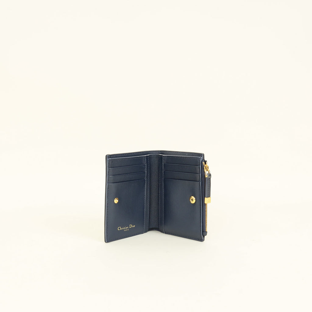 Christian Dior Blue Toile de Jouy Reverse 30 Montaigne Dahlia Wallet