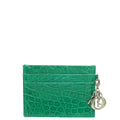 Christian Dior Green Crocodile Embossed Lady Dior Card Holder