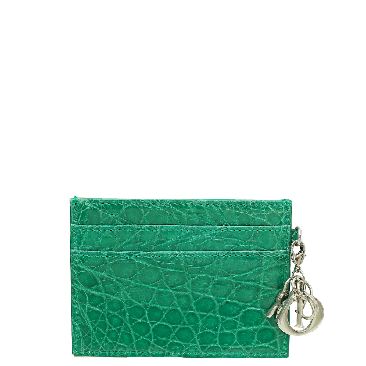 Christian Dior Green Crocodile Embossed Lady Dior Card Holder