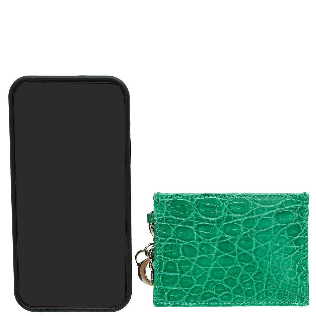Christian Dior Green Crocodile Embossed Lady Dior Card Holder