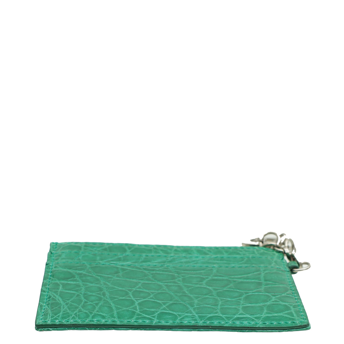 Christian Dior Green Crocodile Embossed Lady Dior Card Holder