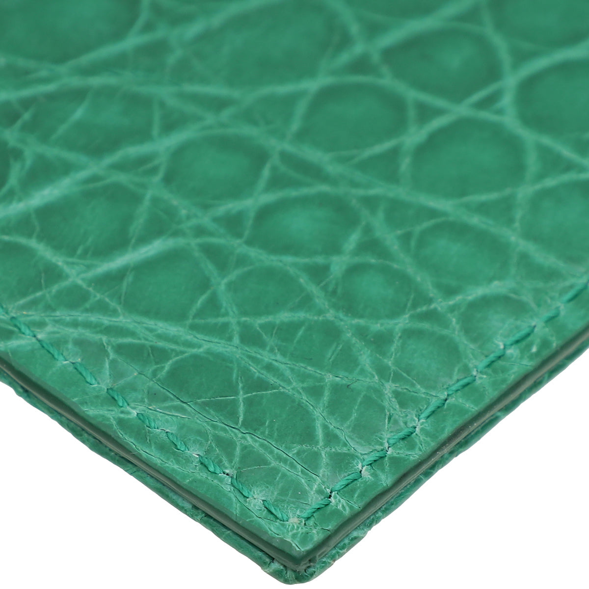 Christian Dior Green Crocodile Embossed Lady Dior Card Holder