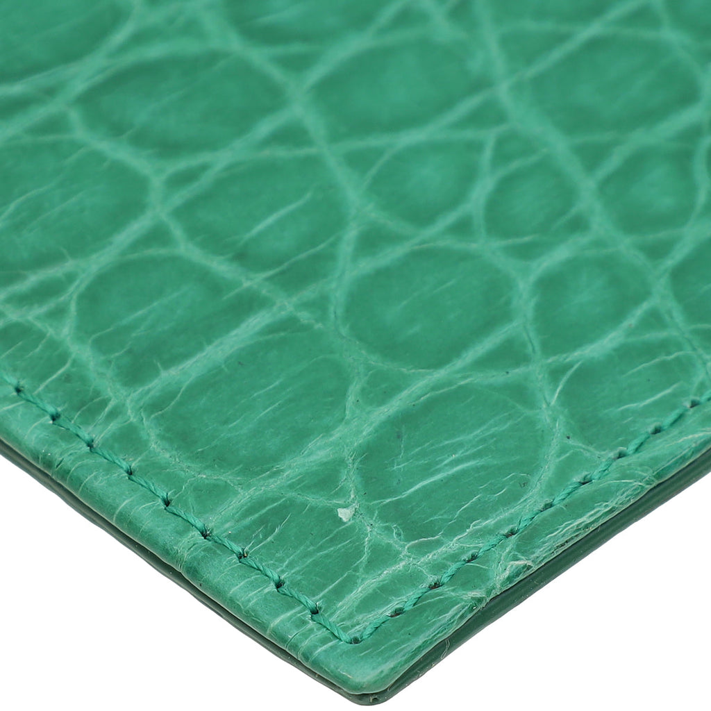 Christian Dior Green Crocodile Embossed Lady Dior Card Holder