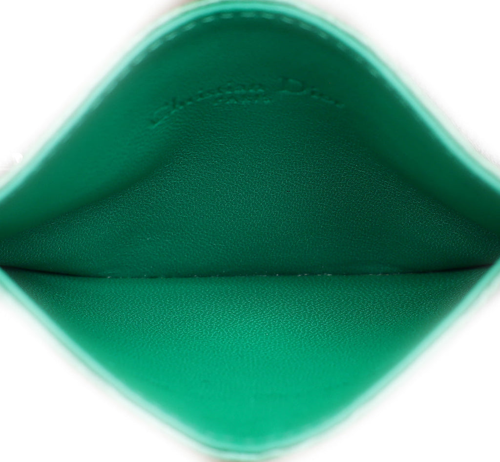 Christian Dior Green Crocodile Embossed Lady Dior Card Holder
