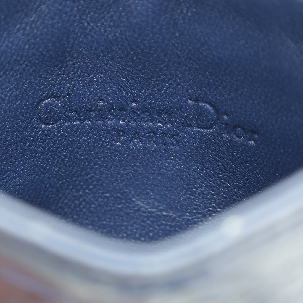 Christian Dior Navy Blue Crocodile Embossed Lady Dior Card Holder