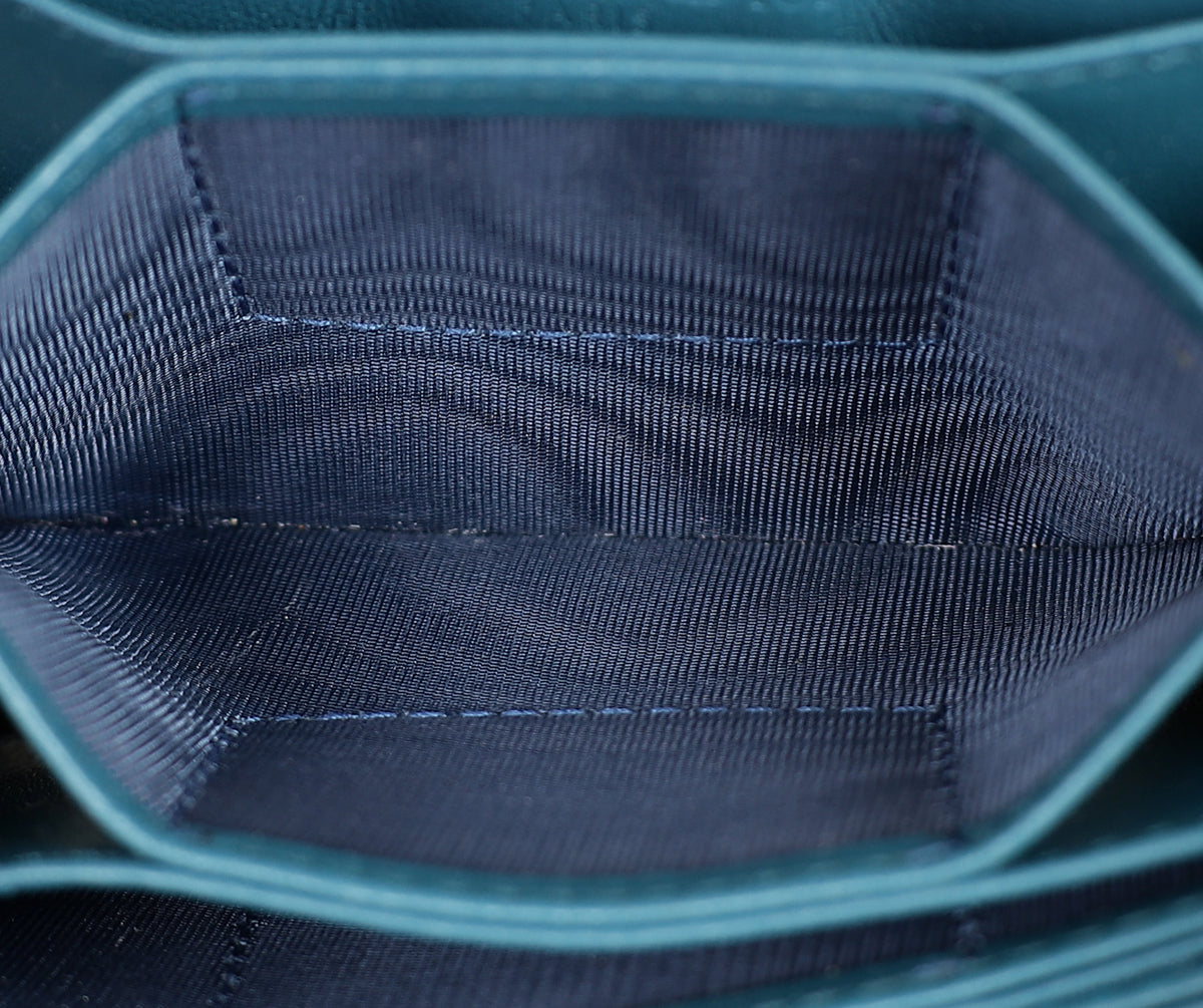 Christian Dior Teal Blue Lady Dior 5-Gusset Card Holder