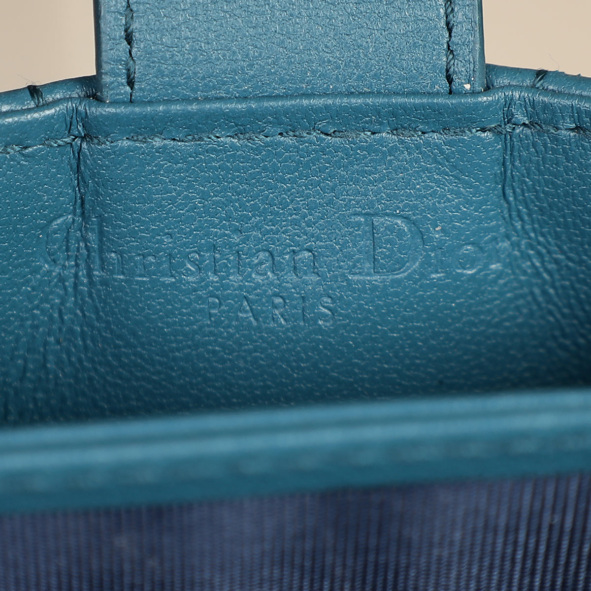 Christian Dior Teal Blue Lady Dior 5-Gusset Card Holder