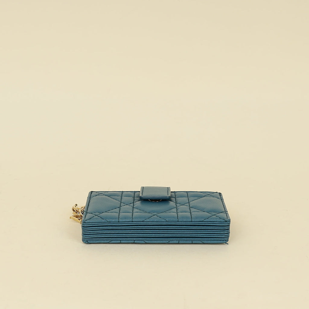Christian Dior Teal Blue Lady Dior 5-Gusset Card Holder