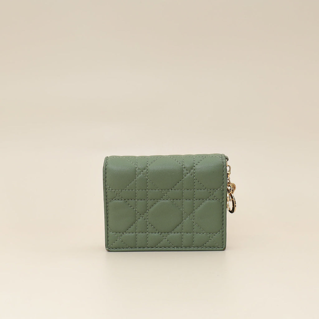 Christian Dior Green Mini Lady Dior Wallet