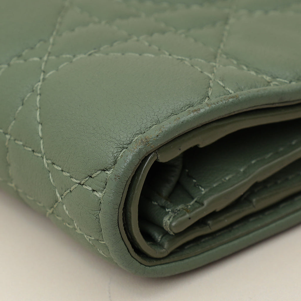 Christian Dior Green Mini Lady Dior Wallet