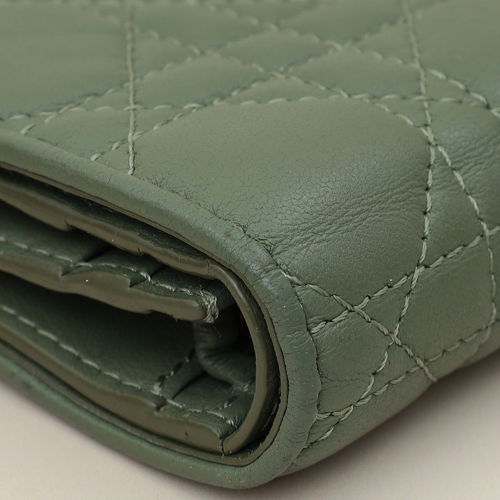 Christian Dior Green Mini Lady Dior Wallet