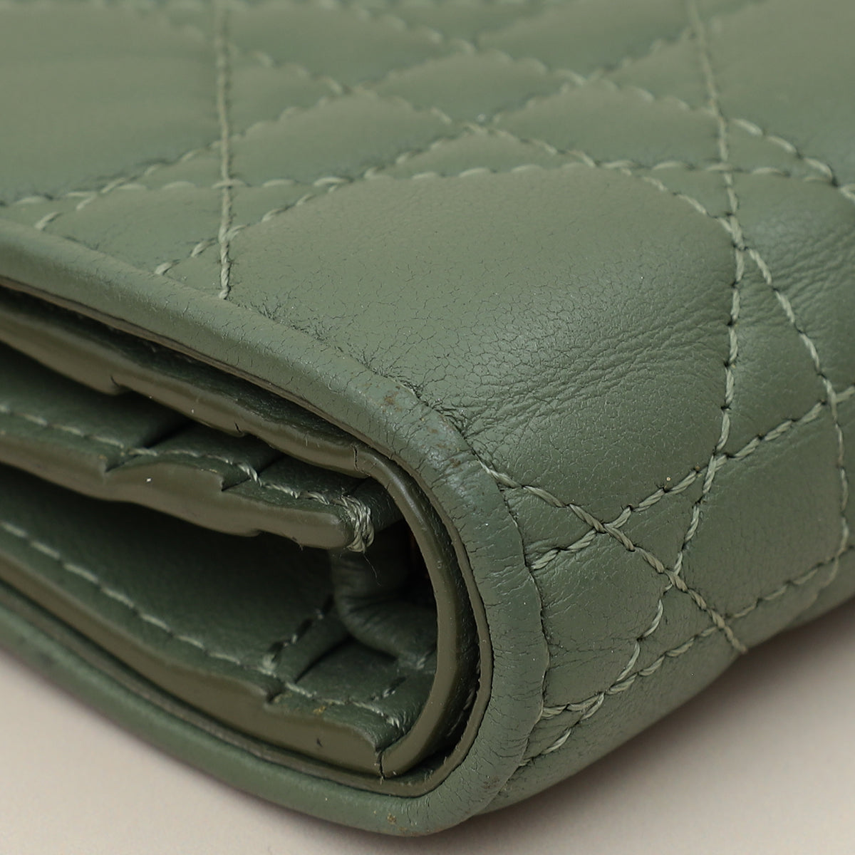 Christian Dior Green Mini Lady Dior Wallet