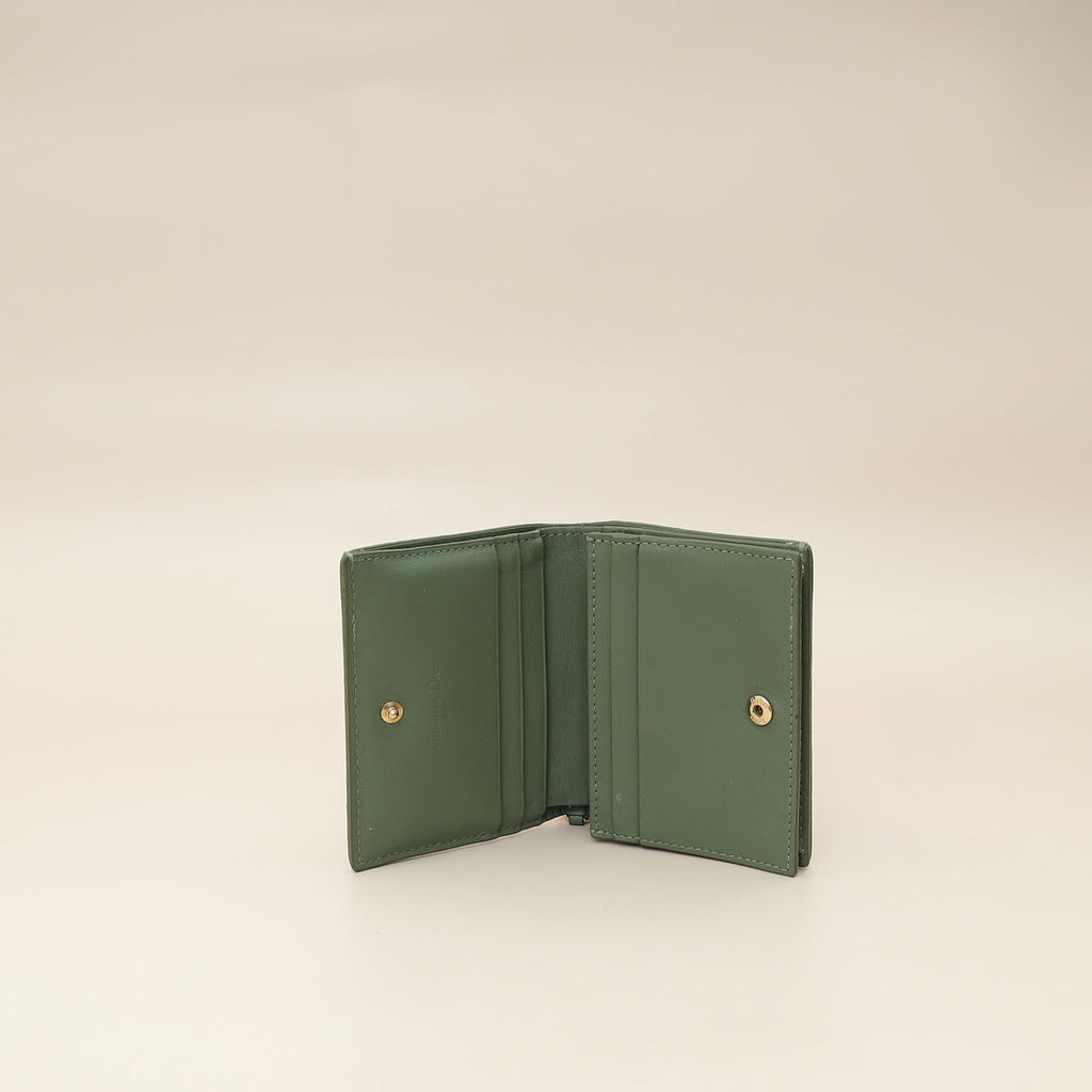 Christian Dior Green Mini Lady Dior Wallet