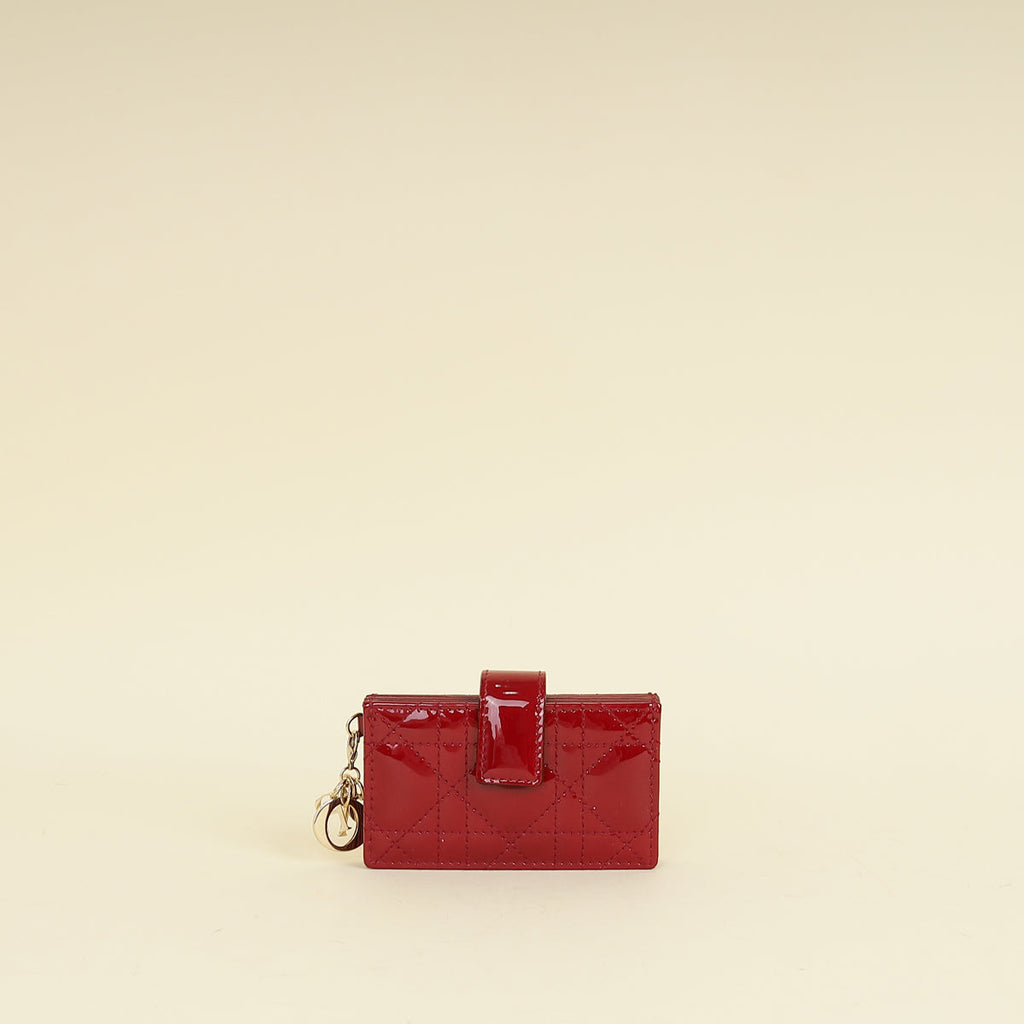 Christian Dior Cherry Red Lady Dior Jasmine Card Holder