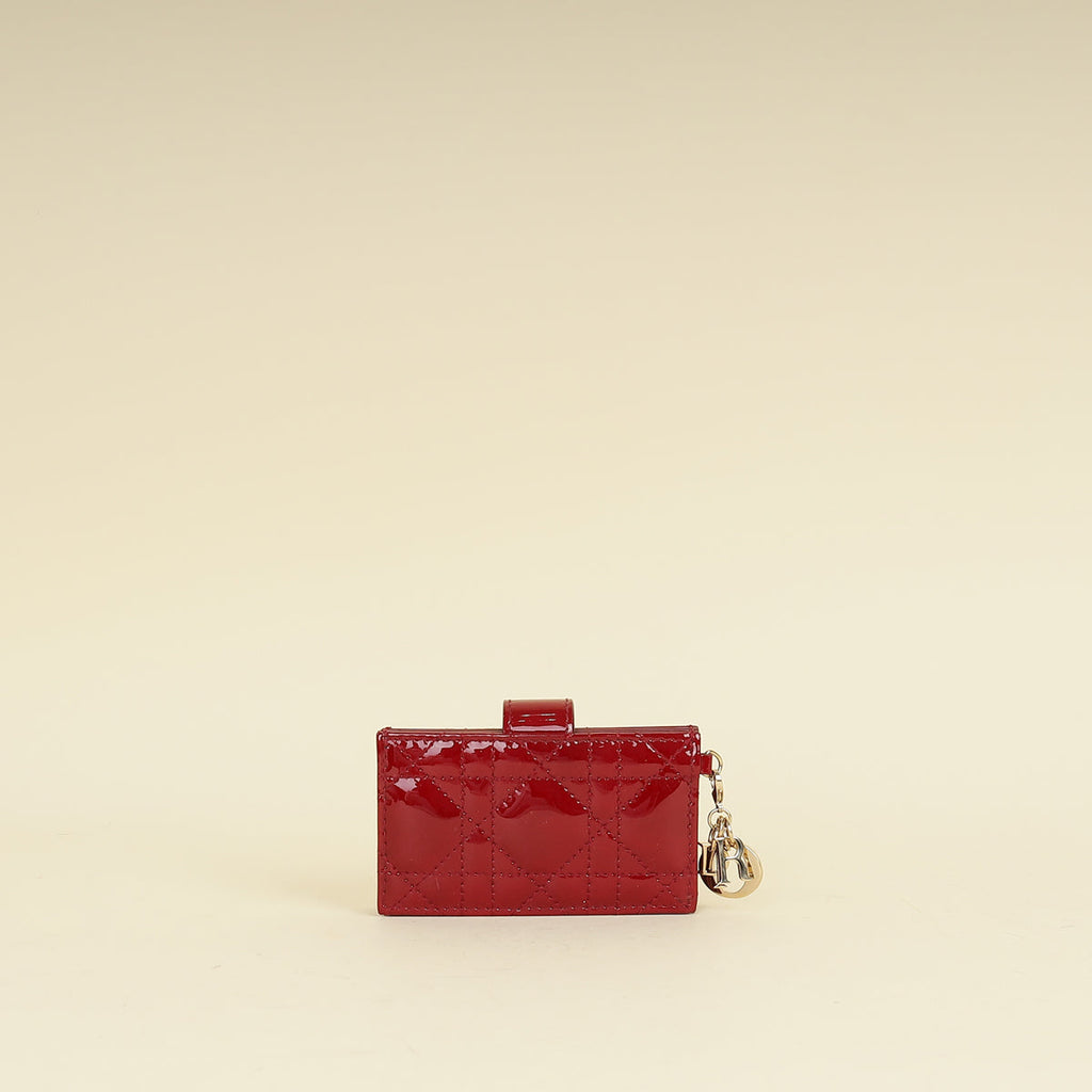 Christian Dior Cherry Red Lady Dior Jasmine Card Holder