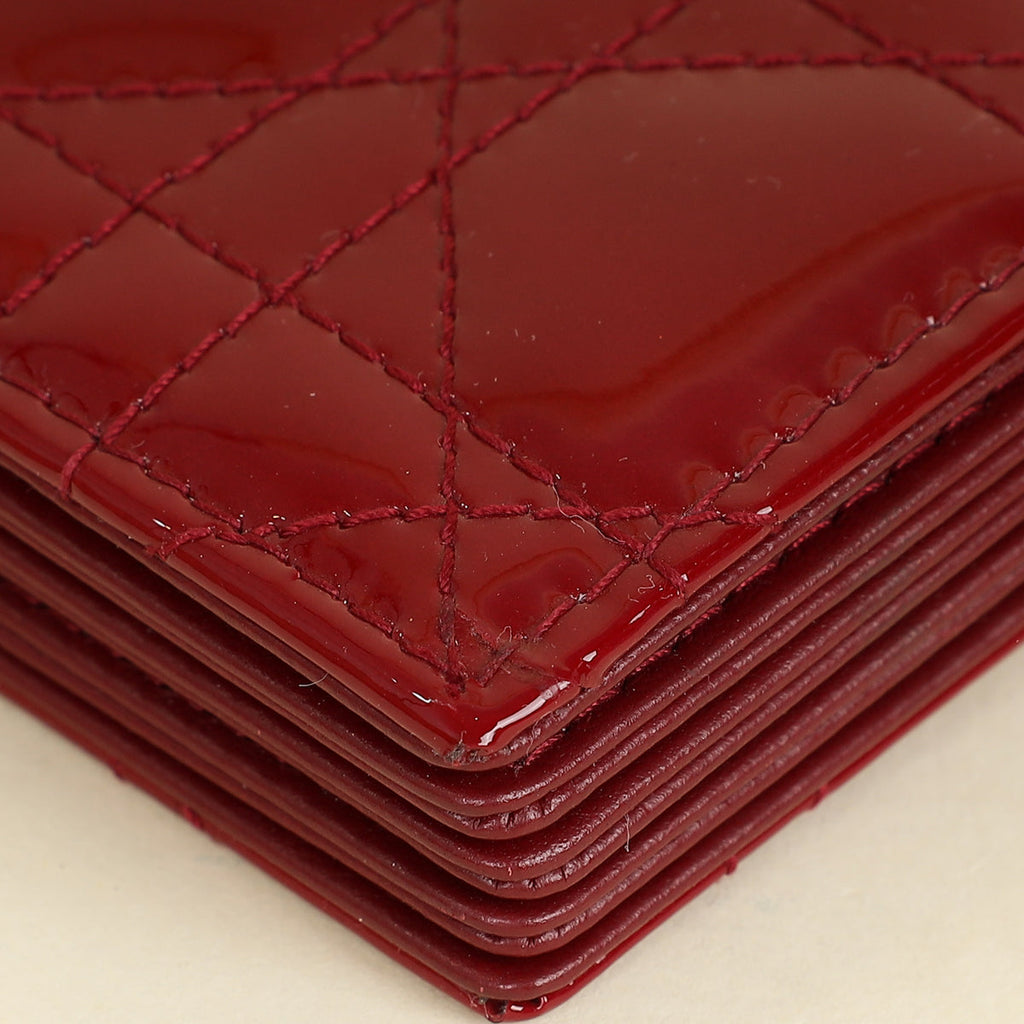 Christian Dior Cherry Red Lady Dior Jasmine Card Holder