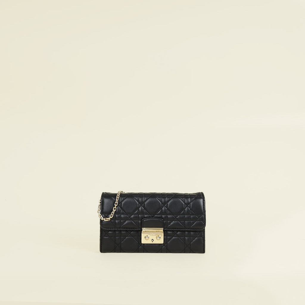Christian Dior Black New Lock Chain Wallet