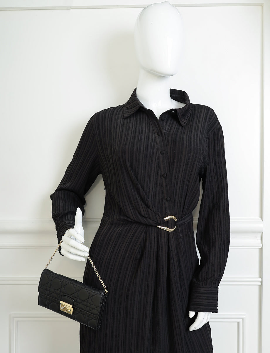 Christian Dior Black New Lock Chain Wallet