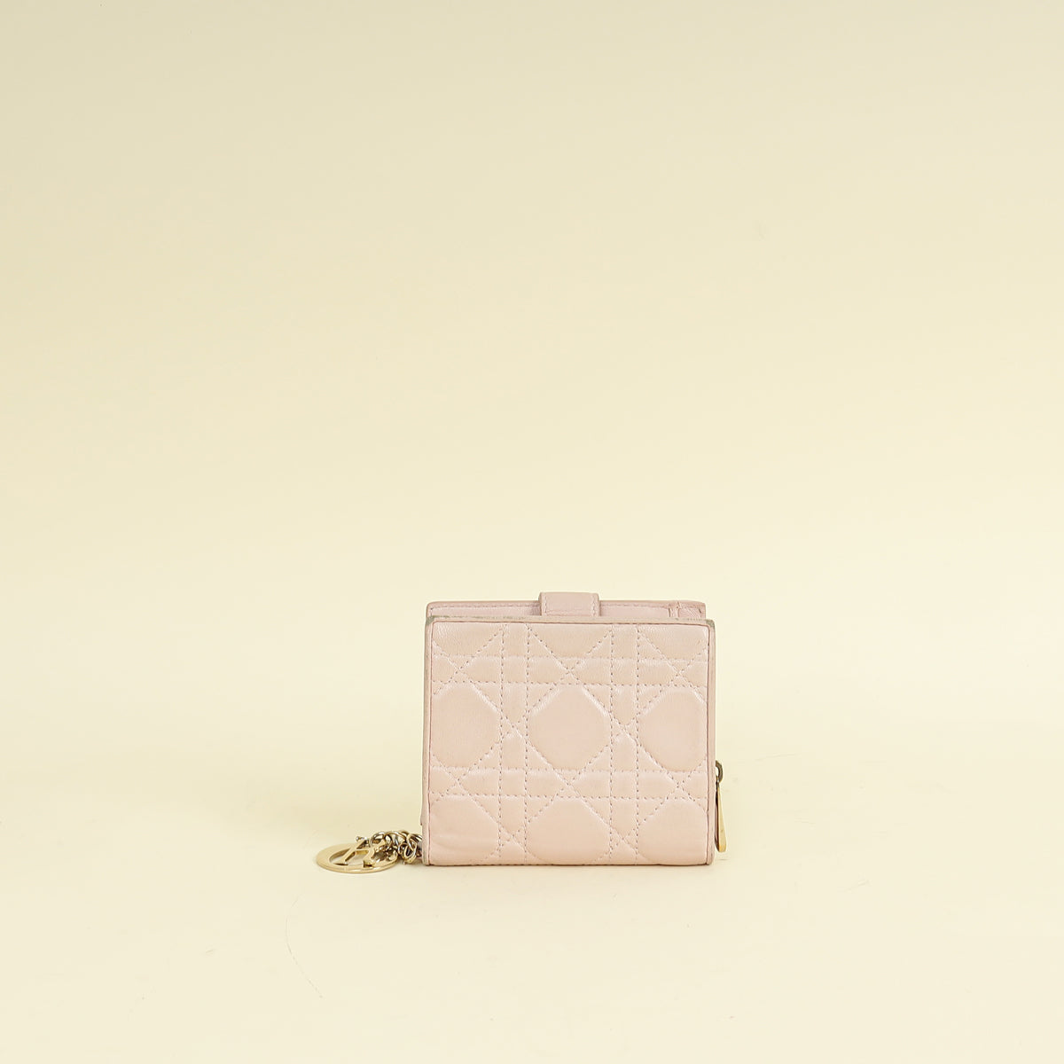 Christian Dior Light Pink Cannage Lady Dior French Wallet