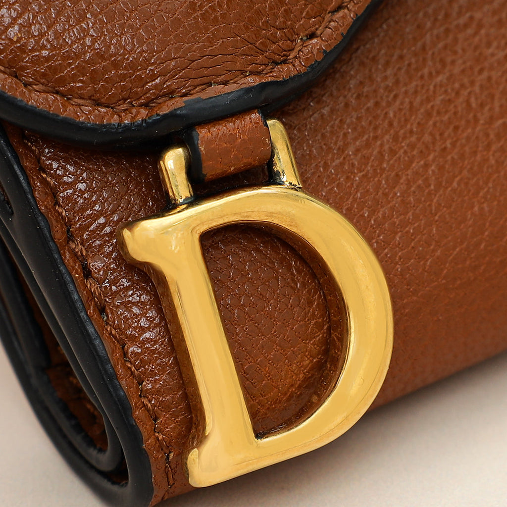 Christian Dior Brown Saddle Lotus Wallet