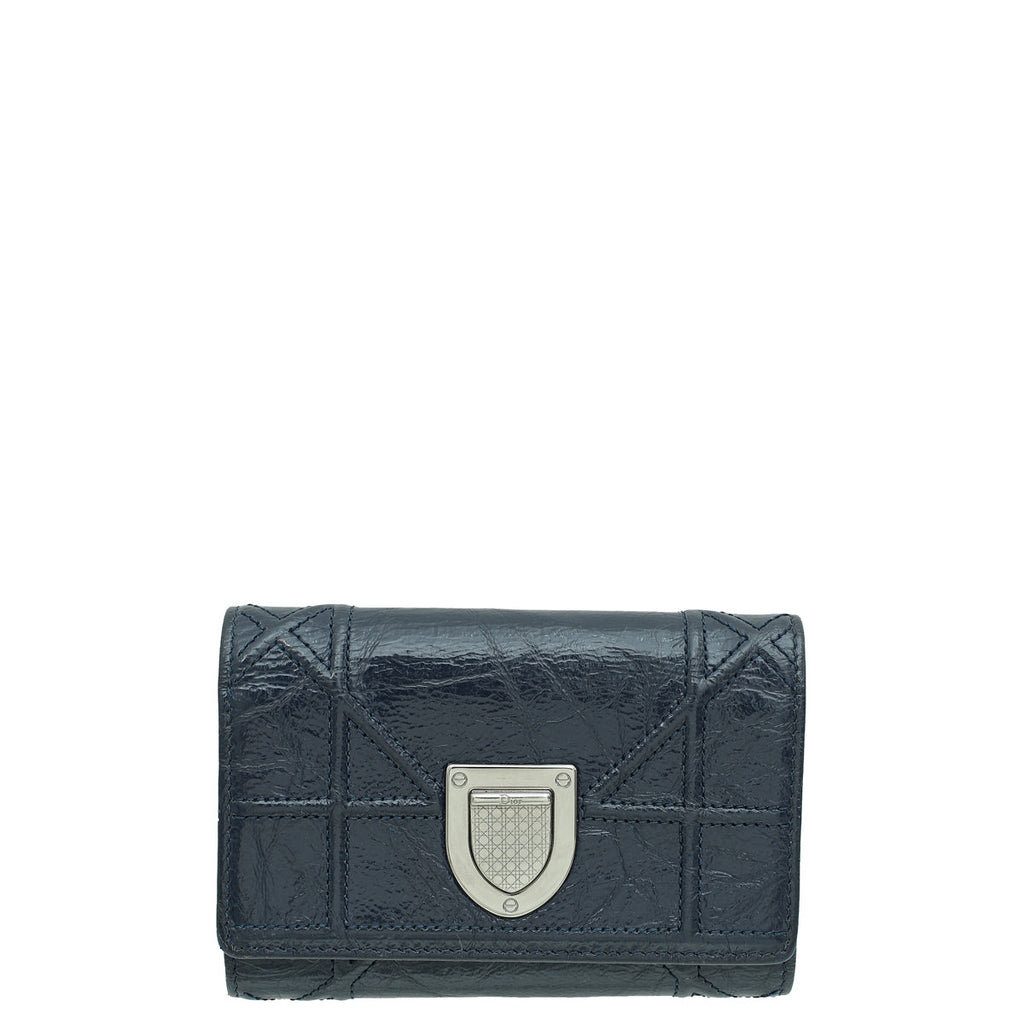 Christian Dior Indigo Blue Diorama Trifold Wallet