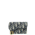Christian Dior Navy Blue Oblique Saddle Flap Card Holder
