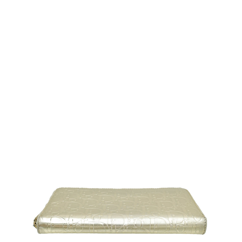 Christian Dior Gold Diorissimo Zip Around Organizer Wallet