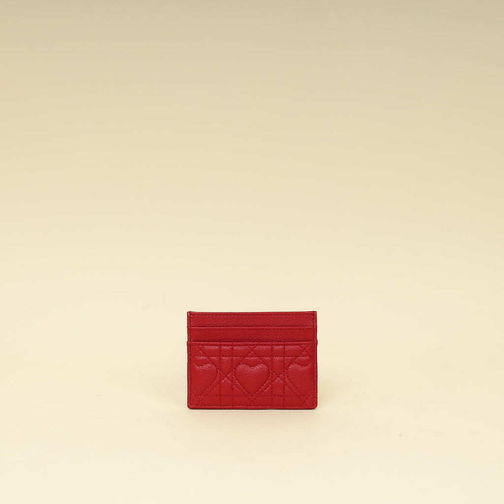 Christian Dior Red Dioramour Dior Caro Freesia Card Holder