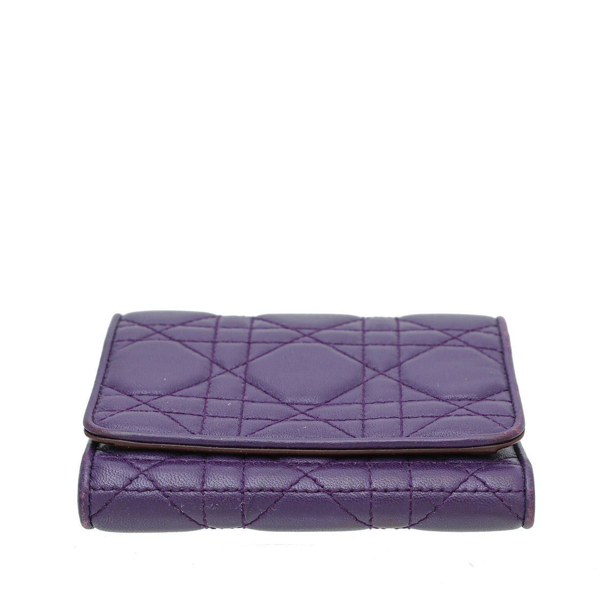 Christian Dior Tricolor Lady Dior Trifold Small Wallet