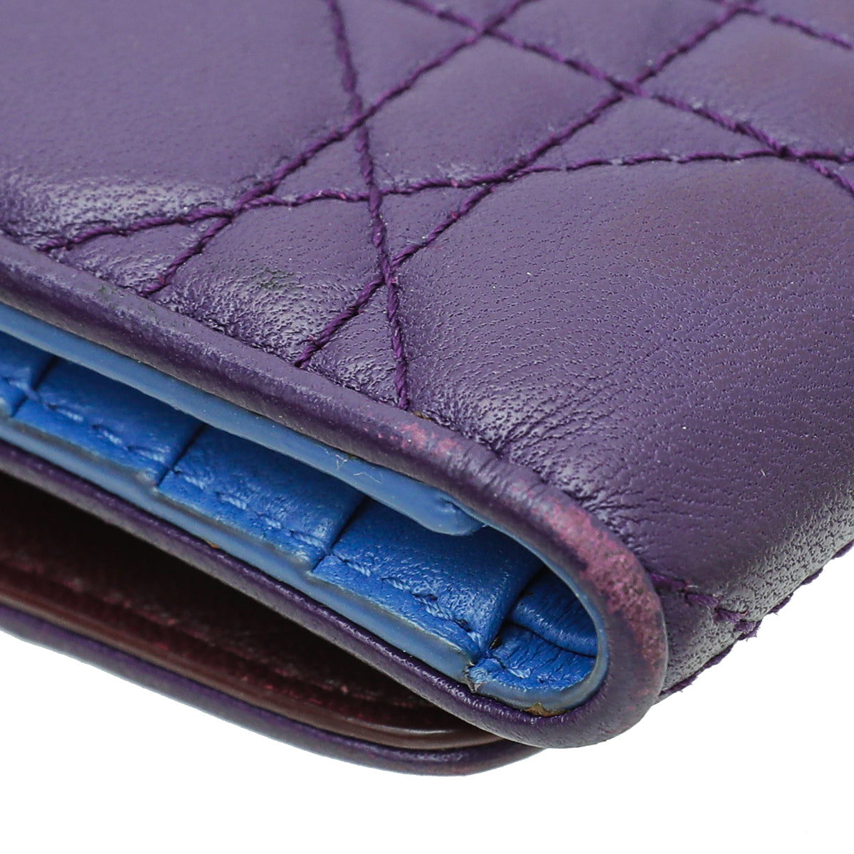 Christian Dior Tricolor Lady Dior Trifold Small Wallet