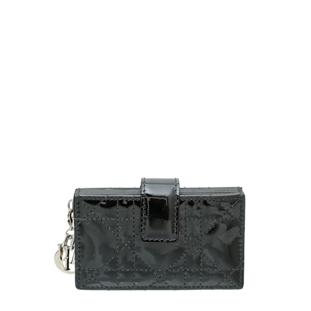 Christian Dior Black Lady Dior 5 Gusset Card Holder