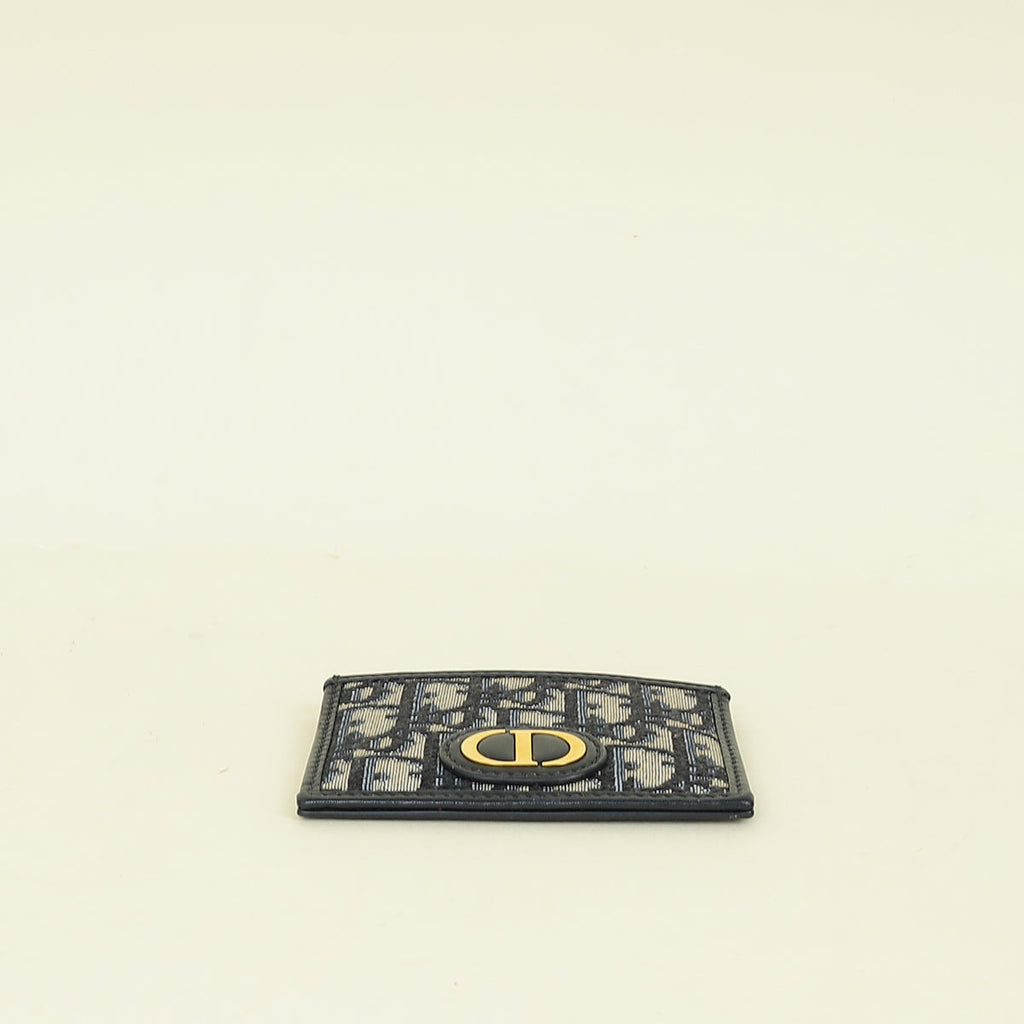 Christian Dior Navy Blue Oblique 30 Montaigne Freesia Card Holder