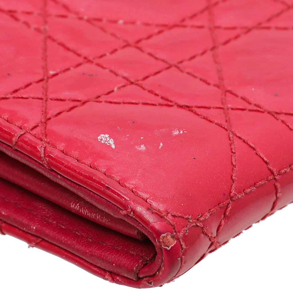 Christian Dior Red Lady Dior Chain Wallet