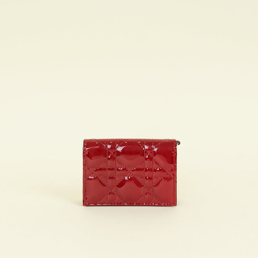 Christian Dior Cherry Red Lady Dior Bloom Card Holder