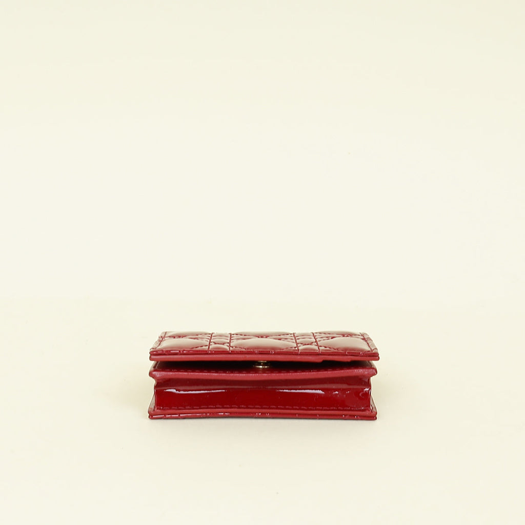Christian Dior Cherry Red Lady Dior Bloom Card Holder
