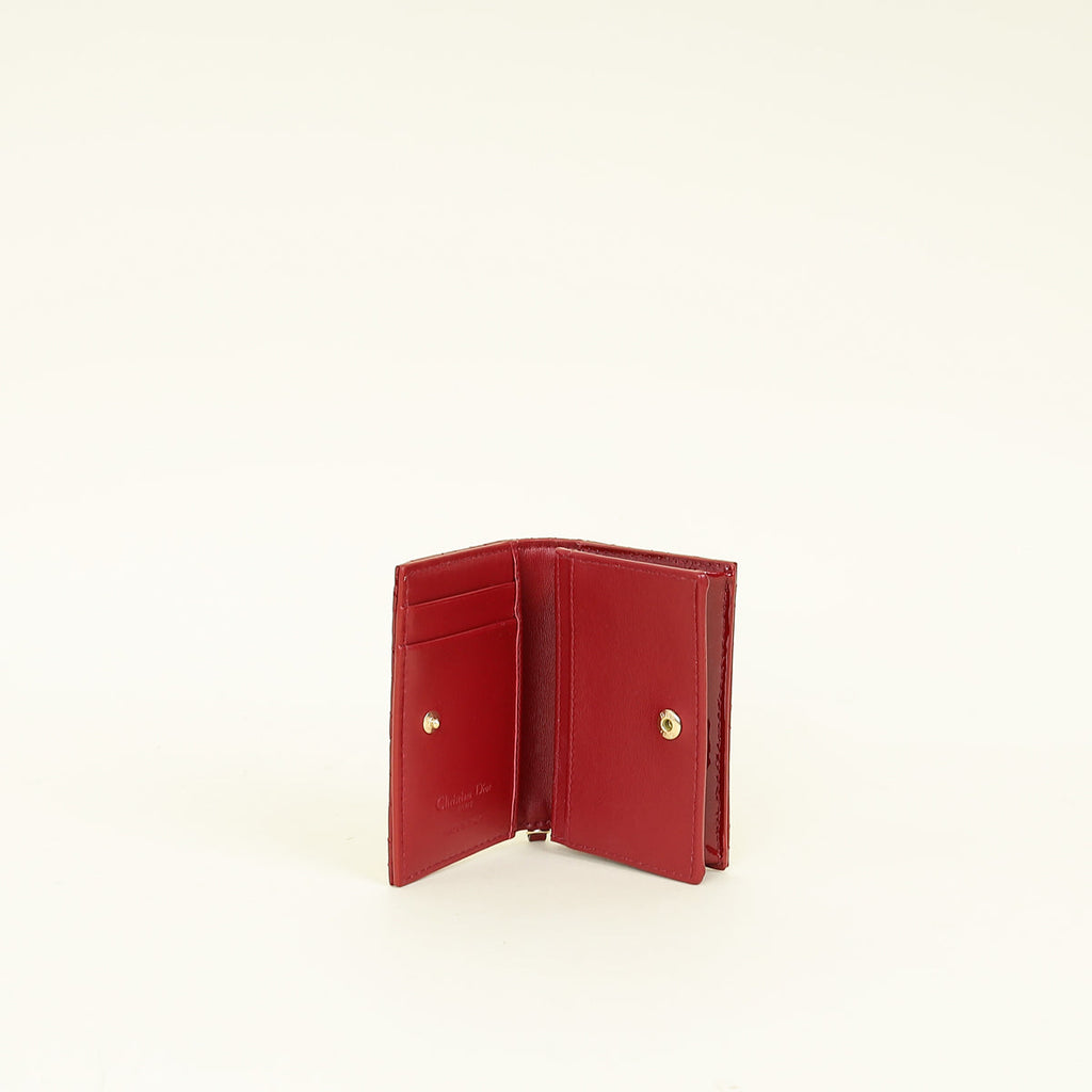 Christian Dior Cherry Red Lady Dior Bloom Card Holder