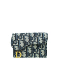 Christian Dior Blue Oblique Saddle Flap Card Holder