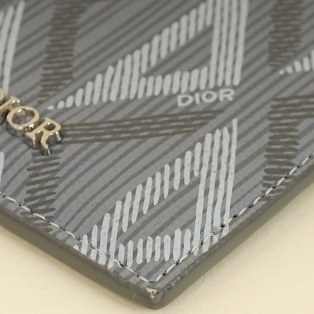Christian Dior Gray CD Diamond Card Holder on Lanyard