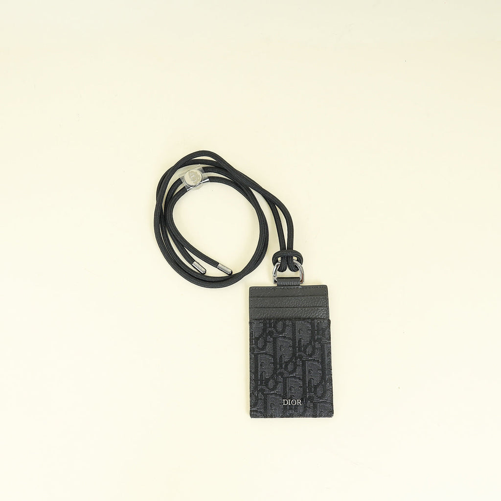 Christian Dior Black Vertical Card Holder W/ Strap