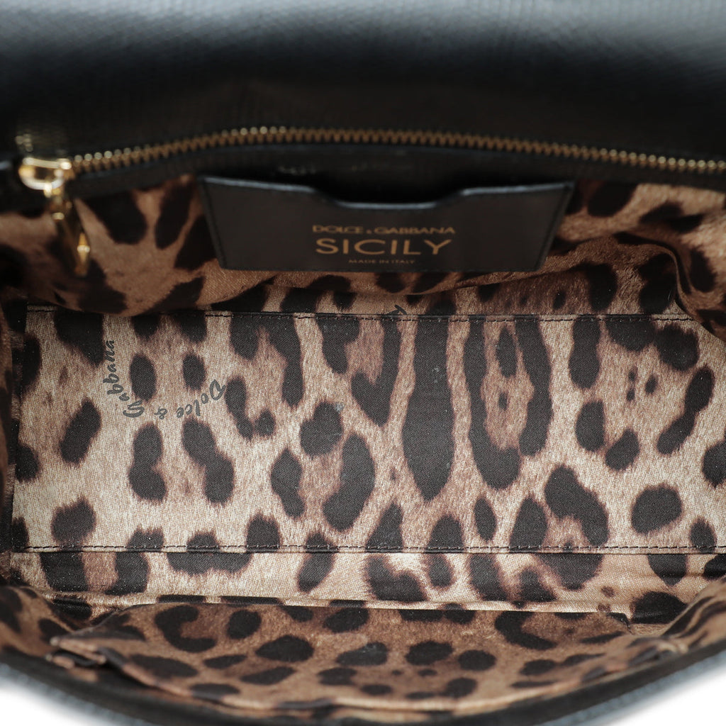 Dolce & Gabbana Black Iguana Print Sicily Medium Bag