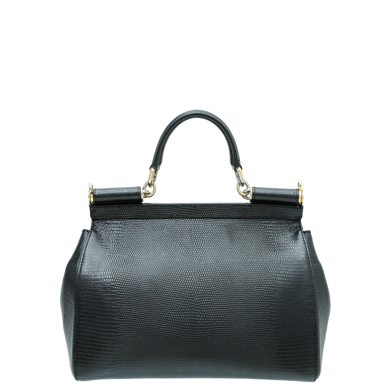 Dolce & Gabbana Black Iguana Print Sicily Medium Bag
