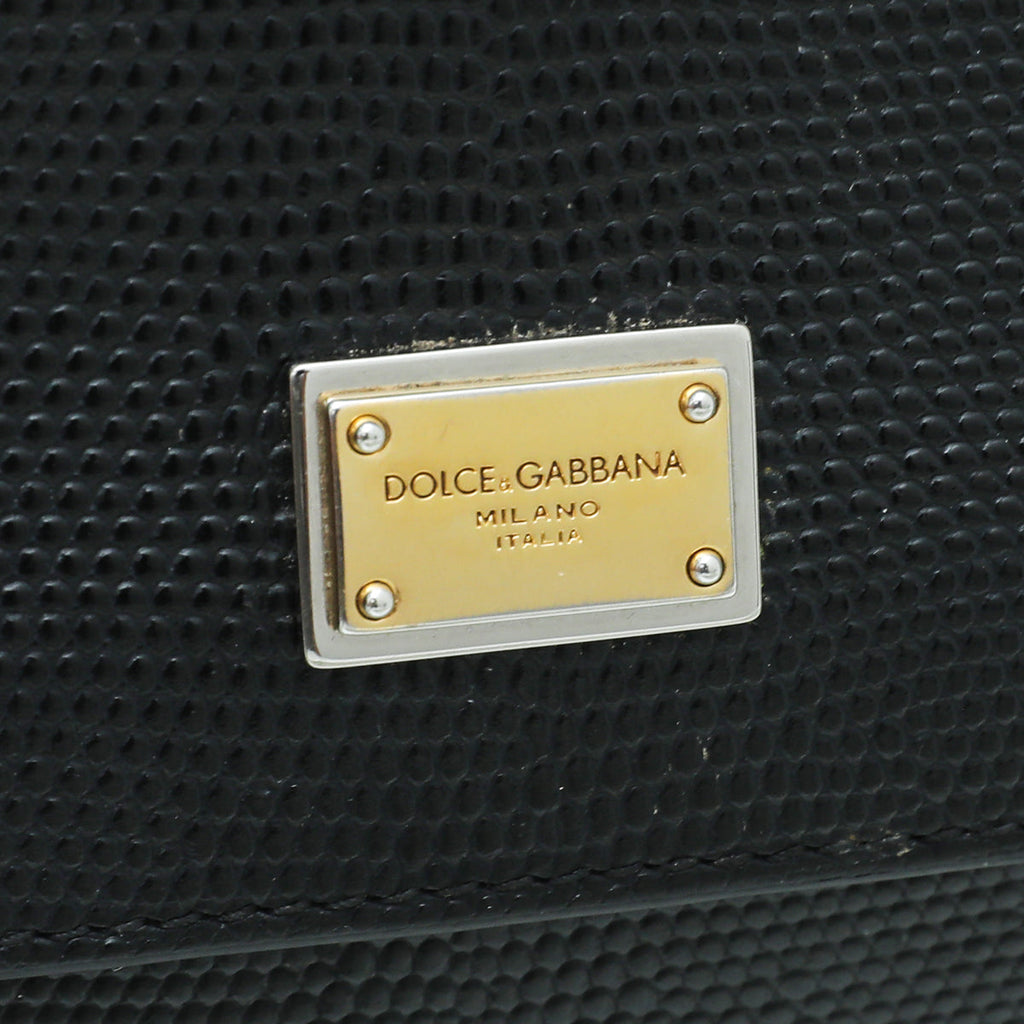 Dolce & Gabbana Black Iguana Print Sicily Medium Bag