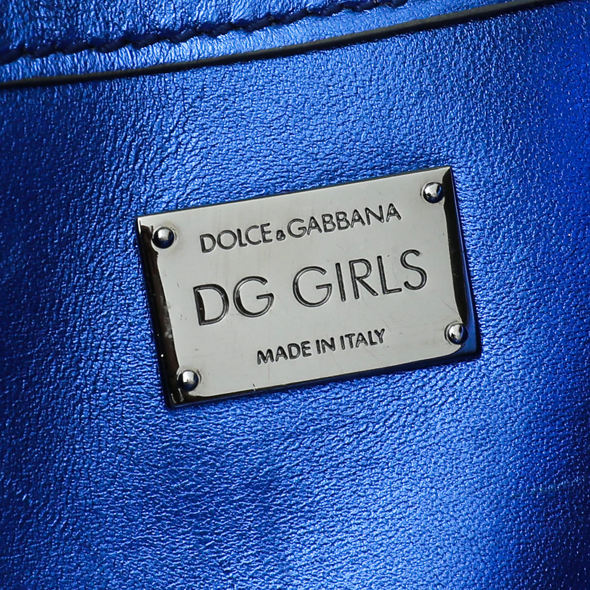 Dolce & Gabbana Metallic Silver DG Girls Hashtag Logo Metallic Chain Flap Bag
