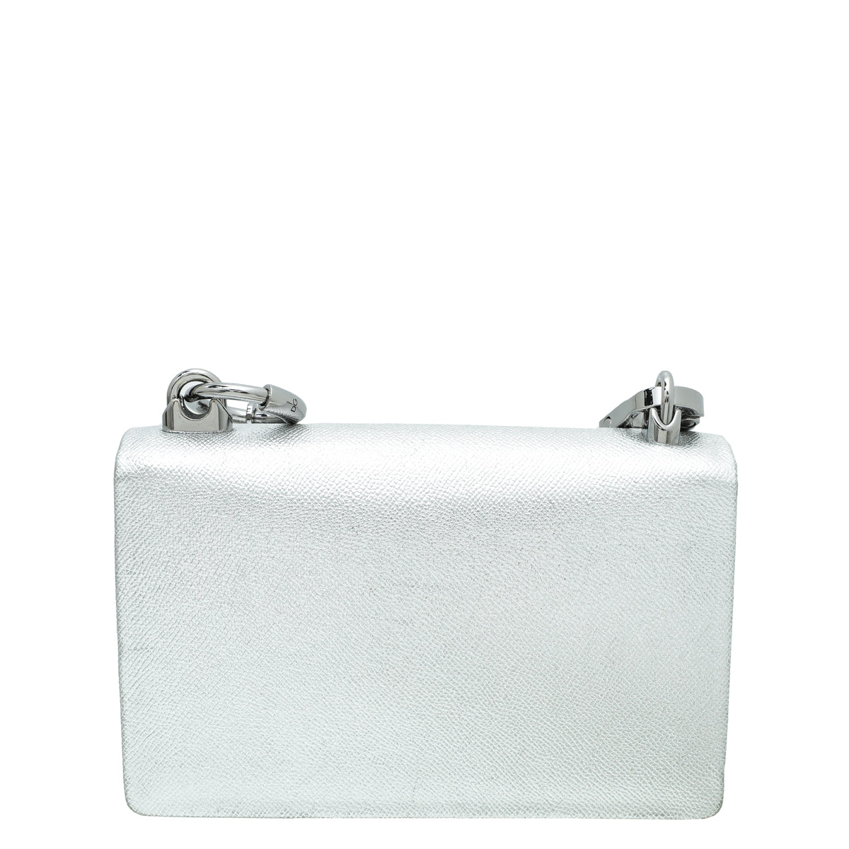 Dolce & Gabbana Metallic Silver DG Girls Hashtag Logo Metallic Chain Flap Bag