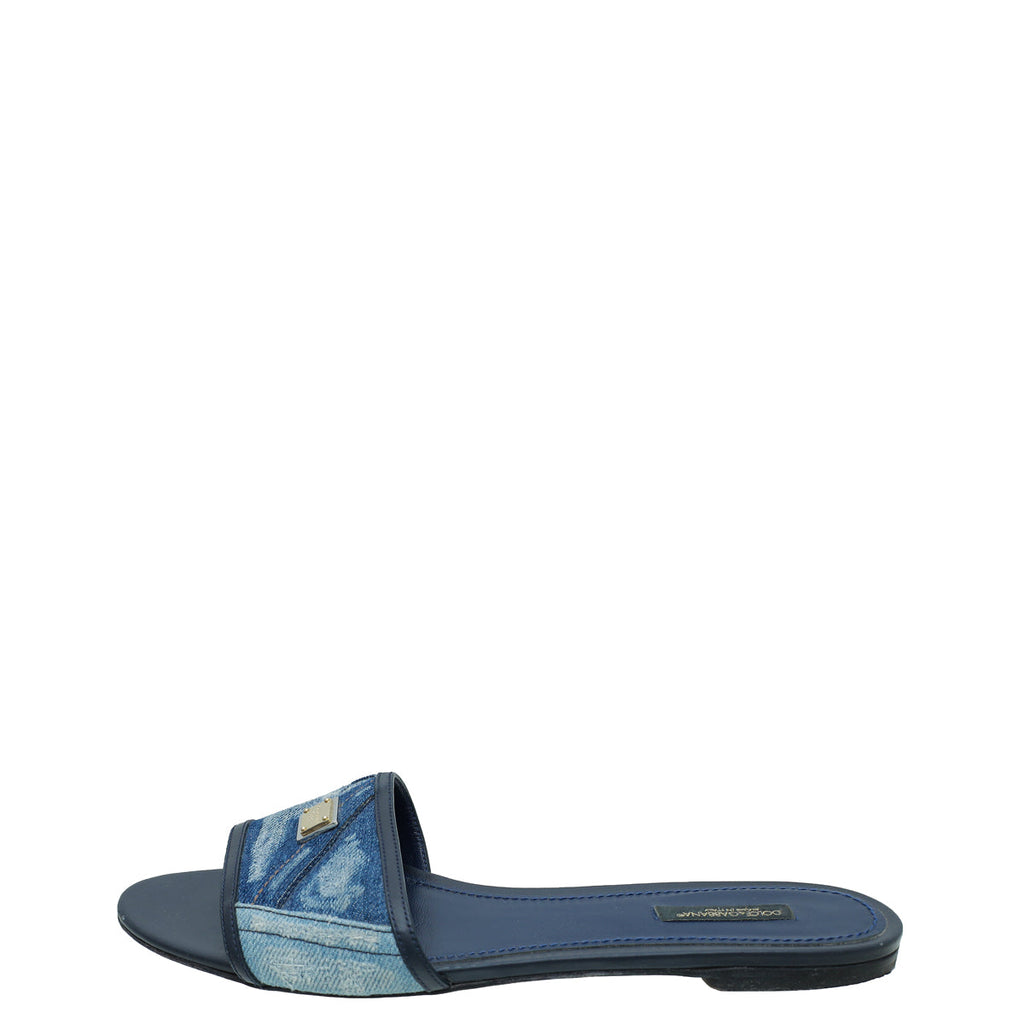 Dolce & Gabbana Blue Denim Flat Sandal 39.5