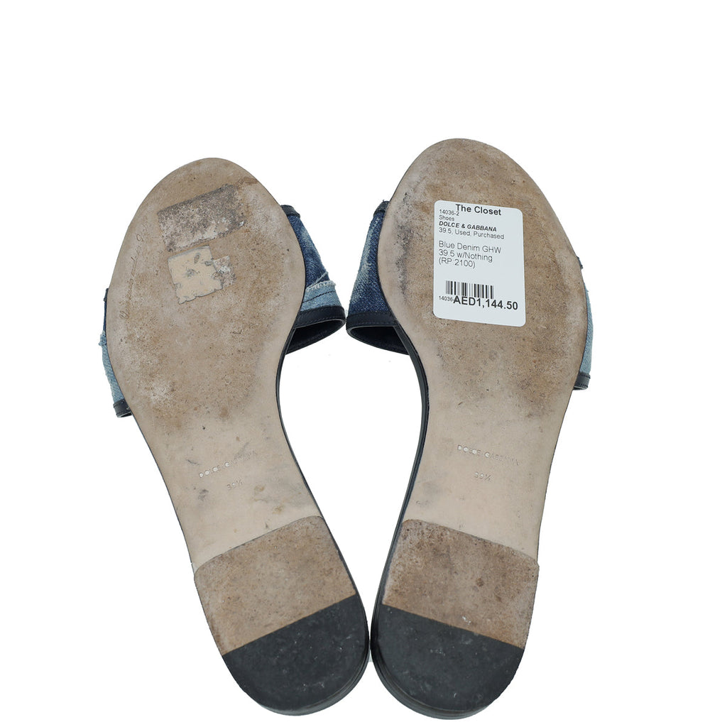 Dolce & Gabbana Blue Denim Flat Sandal 39.5